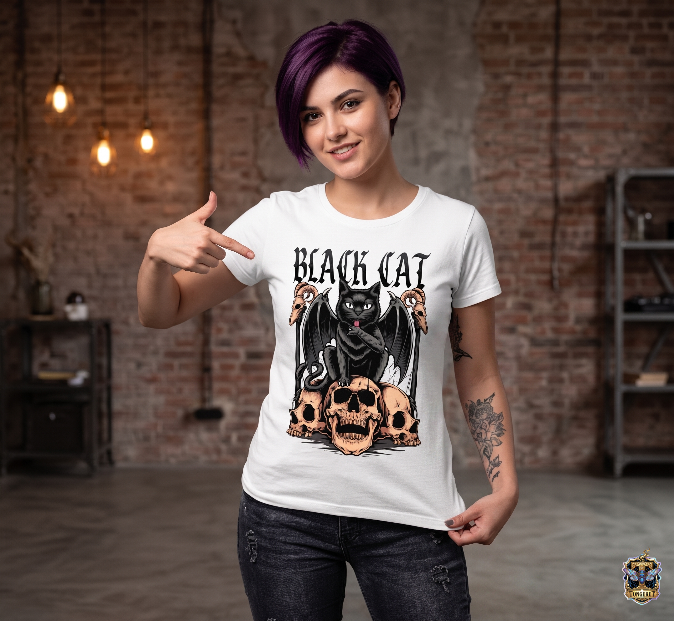 T-SHIRT TONGERET BLACK CAT